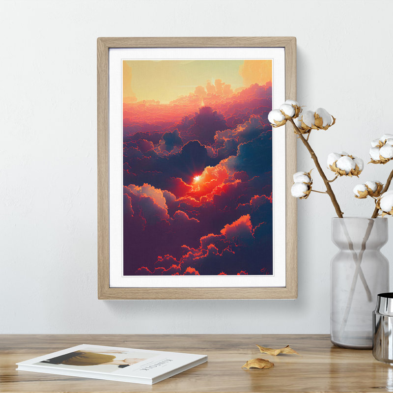 Cloudy Sunset No.2 - Framed Print, 34cm H x 25cm W x 2cm D, Oak