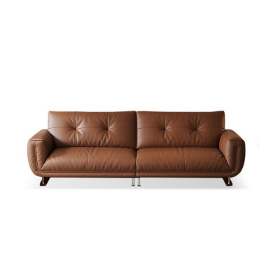 Canapé modulaire brun en cuir véritable