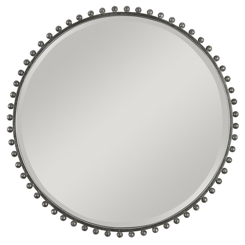 Miroir mural rond en métal Bedonia, Noir