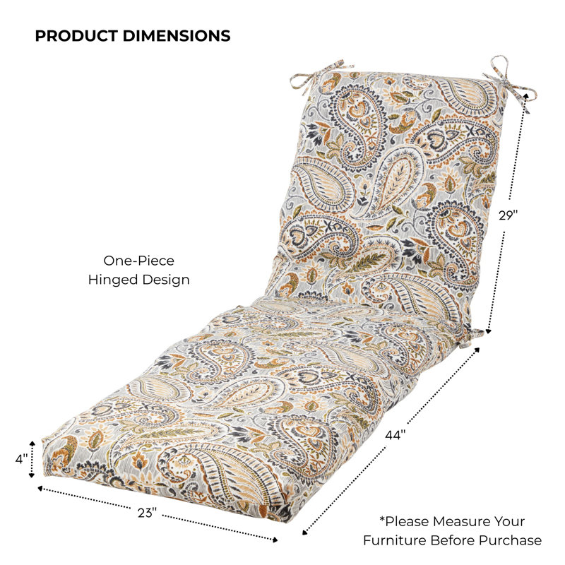Outdoor Chaise Lounge Chair Cushion, Arctic Paisley