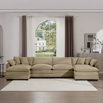 Canapé modulaire rembourré 4 places avec 2 repose-pieds Cloud - Like Comfy