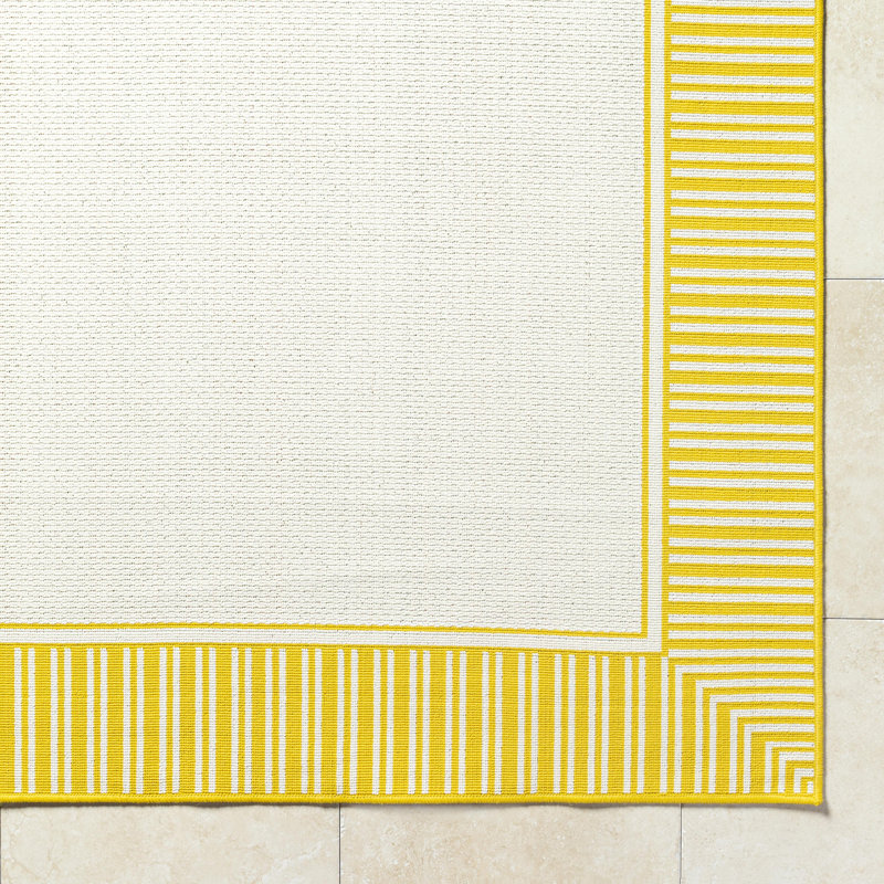 Derle Solid Color Machine Woven Natural Fibers Indoor / Outdoor Area Rug in Yellow, Square 7'3"