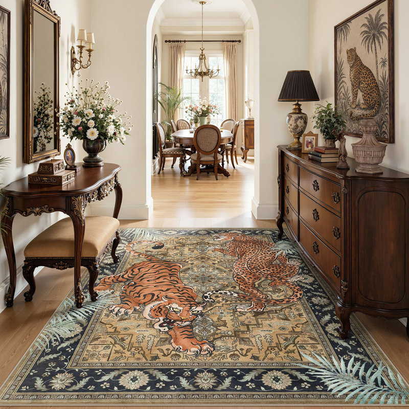 Tapis intérieur doux et antidérapant Boho, Brown, Rectangle 5' x 7'