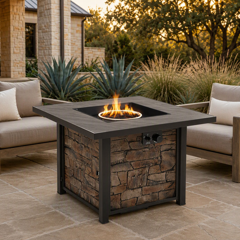 24"H X 36" W Propane Outdoor Fire Pit Table With Cover