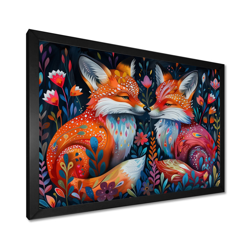Cowart - Renard, art mural animal, Cadre photo noir, H 34 po x l 44 po