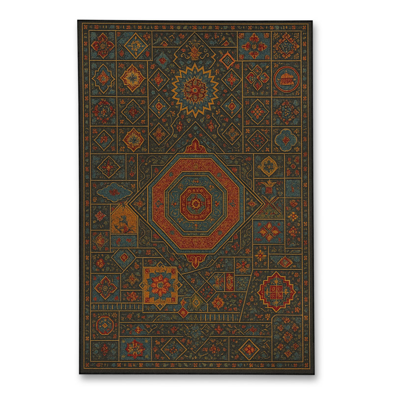 Tapis brun tissé à motif floral lavable Mosso, 2 pi 4 po x 3 pi 11 po