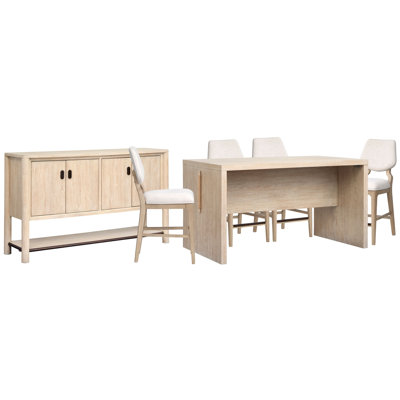Table haute avec 4 chaises de bar et buffet