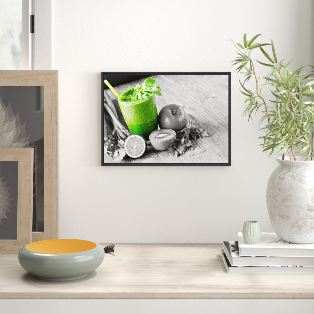 Gerahmtes Wandbild Apfel Limette Kiwi Smoothie