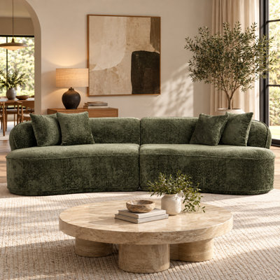 86" Curved Boucle Reversible Sectional Sofa, Modern Minimalist Oversized Cloud Settee, No Assembly Required
