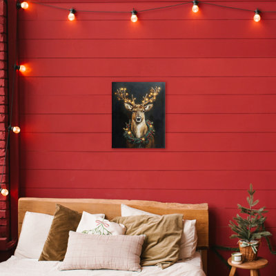 Illuminated Deer & Wreath Canvas, design by Arlington Prints