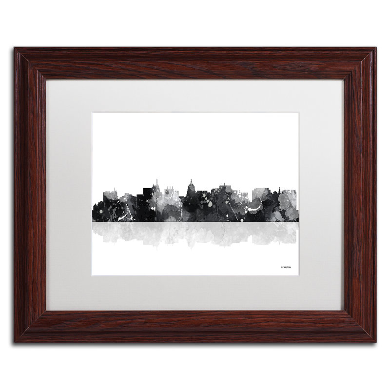 « madison wisconsin horizon bg-1 », impression sur toile encadrée, H 16 po x l 20 po x P 0,5 po, Brun