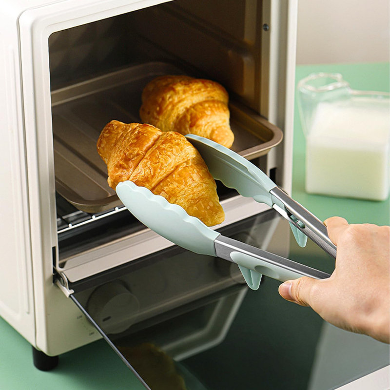 Ensemble de 3 mini pinces en silicone avec béquille et serrure - 600 ° F résistant à la chaleur pour la cuisson et le service