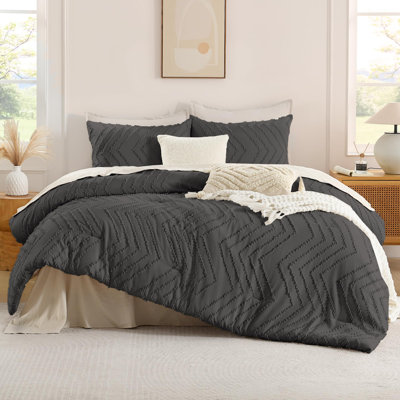 Ensemble d'édredon gris foncé Andency pour lit double, ensembles d'édredon pour lit double Boho