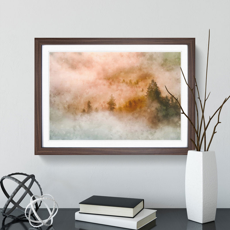Misty Forest - Picture Frame Painting Print, 33cm H x 45cm W x 2cm D, Walnut Framed