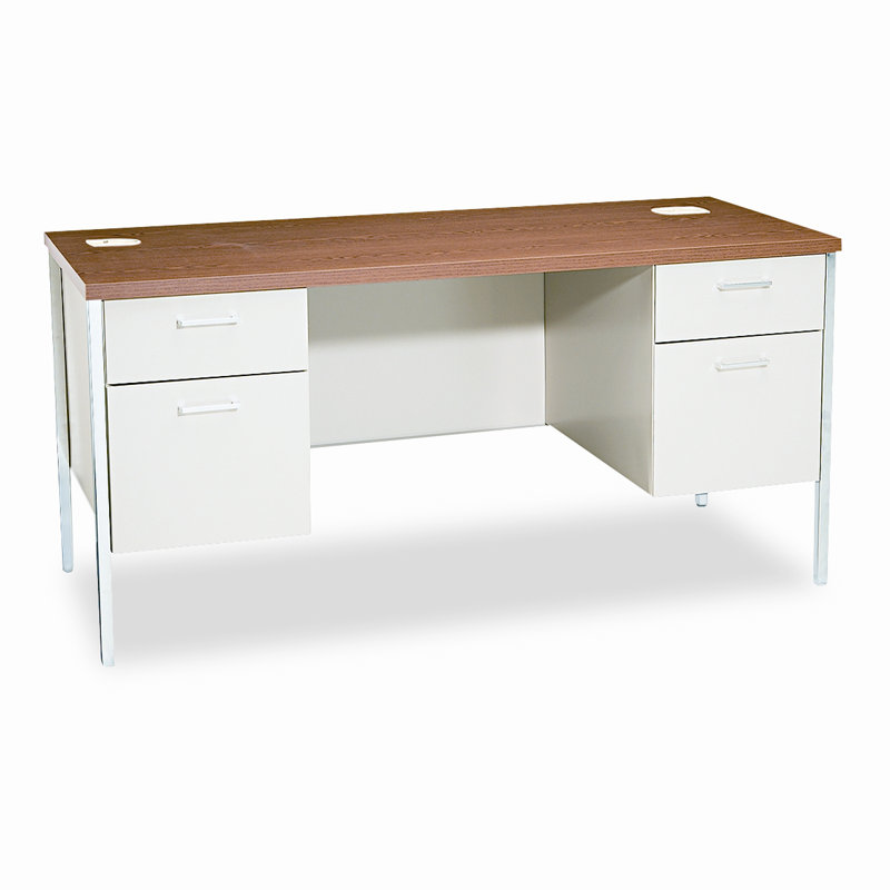 Bureau double caisson Metro Classic, Chêne moyen / mastic