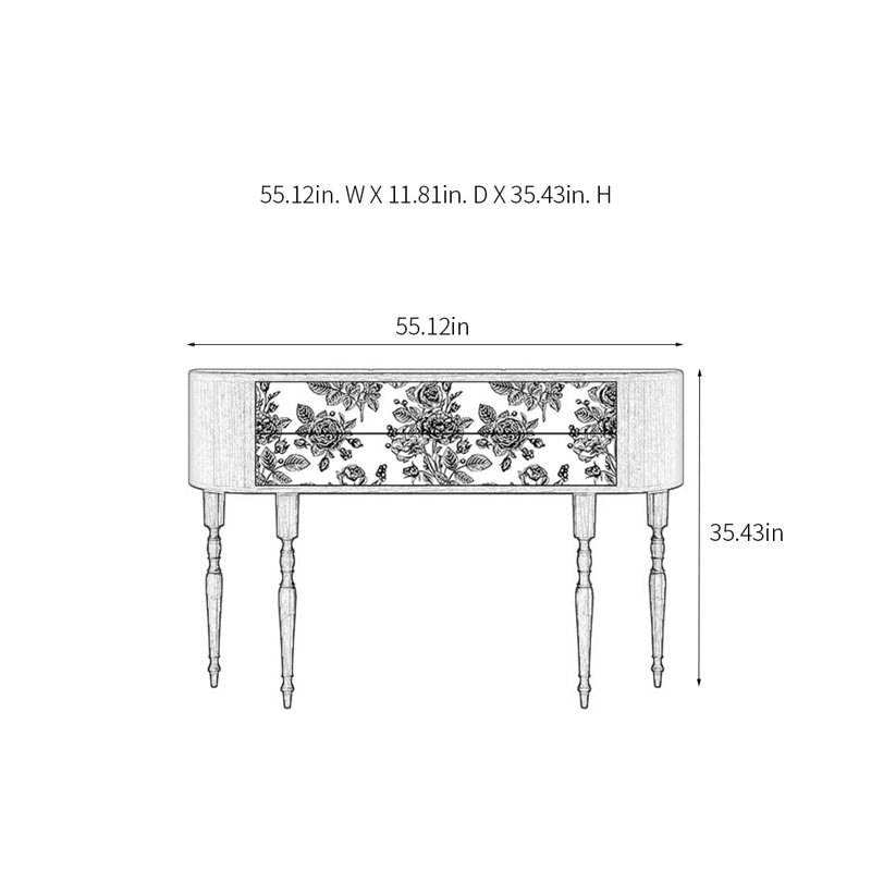 Console rétro élégante avec 2 tiroirs, H 35,43 po x l 55,12 po x P 11,81 po
