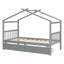 Lit simple en bois avec tiroirs, gris
