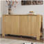 Buffet avec rangement 4 portes Trexm, buffet rétro en bois avec finition vieillie et tablettes réglables pour la salle à manger, la cuisine et le salon (naturel)