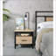 Table basse décorative en chêne et noir avec tiroir de rangement, dégagement au sol de 5 po et conception peu encombrante