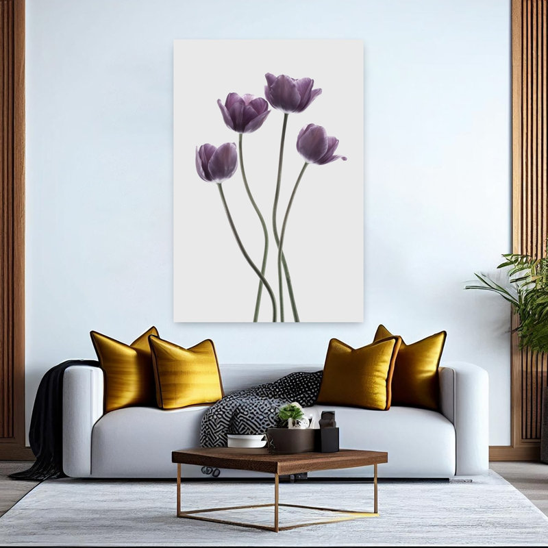 Tulipes mauves, art contemporain de tulipes, H 60 po x l 40 po