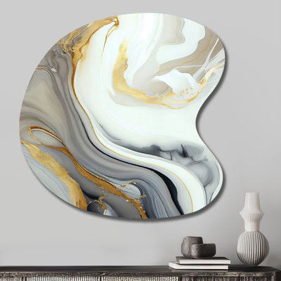 Etienne - Irregular Shape Abstract Marble Metal Wall Decor, Asymmetrical Metal Wall Sculpture Print