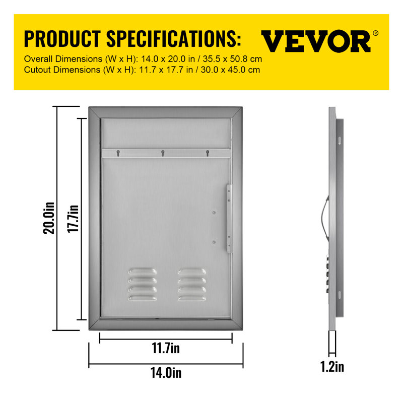 14" x 20" Stainless Steel Single Access Door with Ventilation
