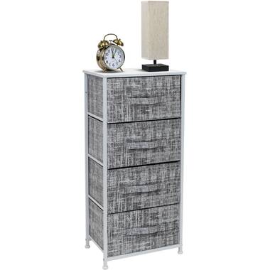 Honey-Can-Do Small Storage Cabinet with Wooden Frame & Woven Fabric Drawers,  White