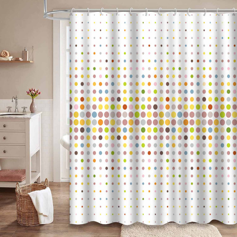 Rideau de douche multicolore à pois bleu sarcelle avec 12 crochets, L 72 po x l 78 po