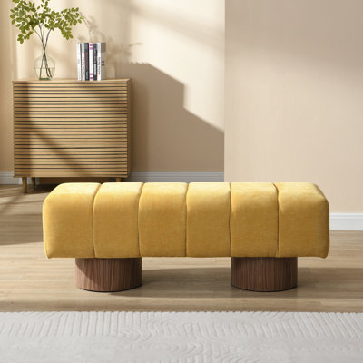 Banc de salle à manger en chenille jaune, capacité de charge de 136 kg (300 lb), sans assemblage, à poser au sol, longueur de 127 cm (50 po), idéal pour plusieurs pièces et les entrées.