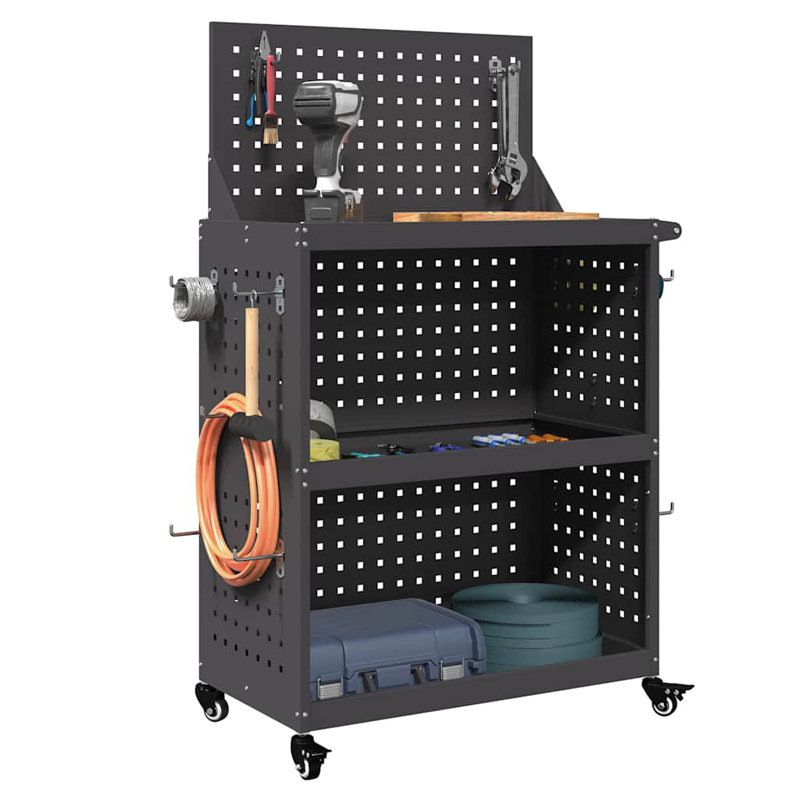 Tool Trolley Manual 65 X 35 X 111 Cm Cold-Rolded Steel, Black