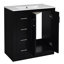 30'' Ceramic Sink Bathroom Vanity - Solid Wood & Material 3 Drawers Classy Storage Solution Black Furniture Cabinet With Basin Frame Organization-370976858-370976861