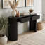 Console moderne cannelée avec tiroirs dissimulés, table d'entrée ovale avec pattes en forme de colonne incurvée-2092792553