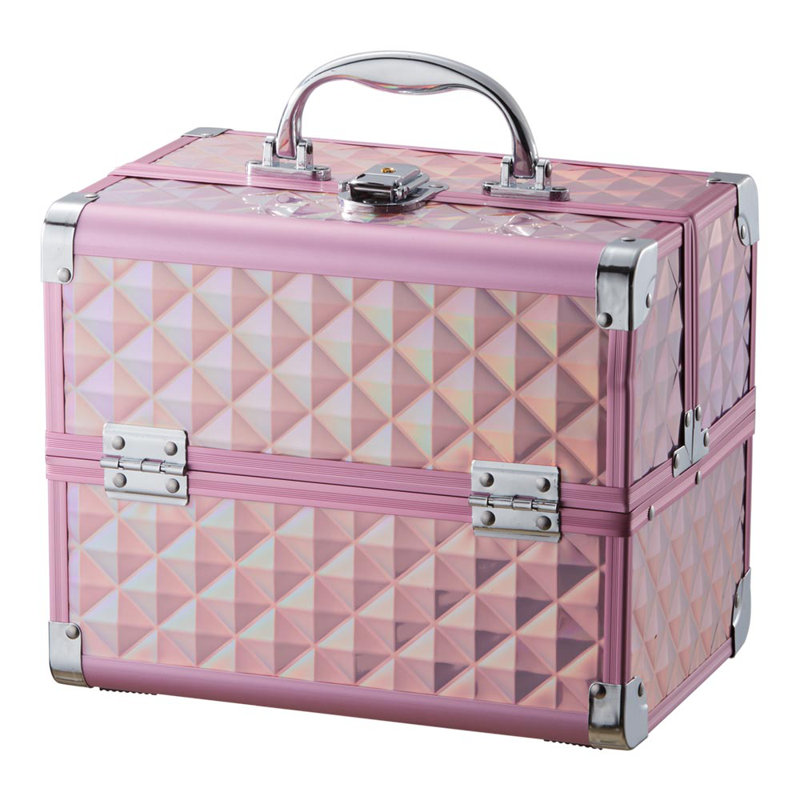 Makeup Box Professional Cosmetic Organizer Aluminum Storage Box with 6 Trays