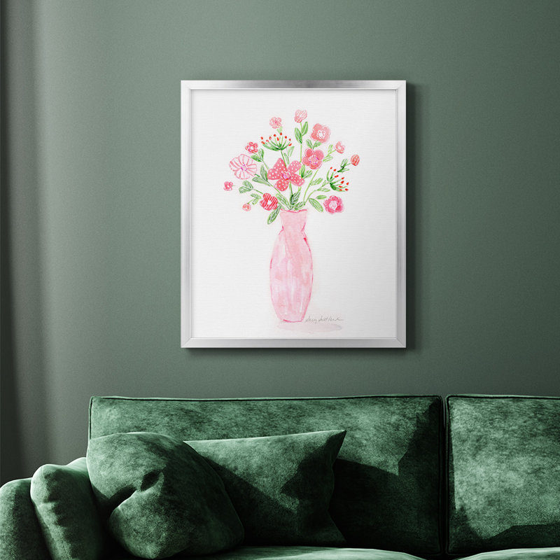 Boho Pinwheel Bouquet I, toile encadrée de qualité supérieure - prête à être accrochée, Cadre argenté, H 24 po x l 20 po