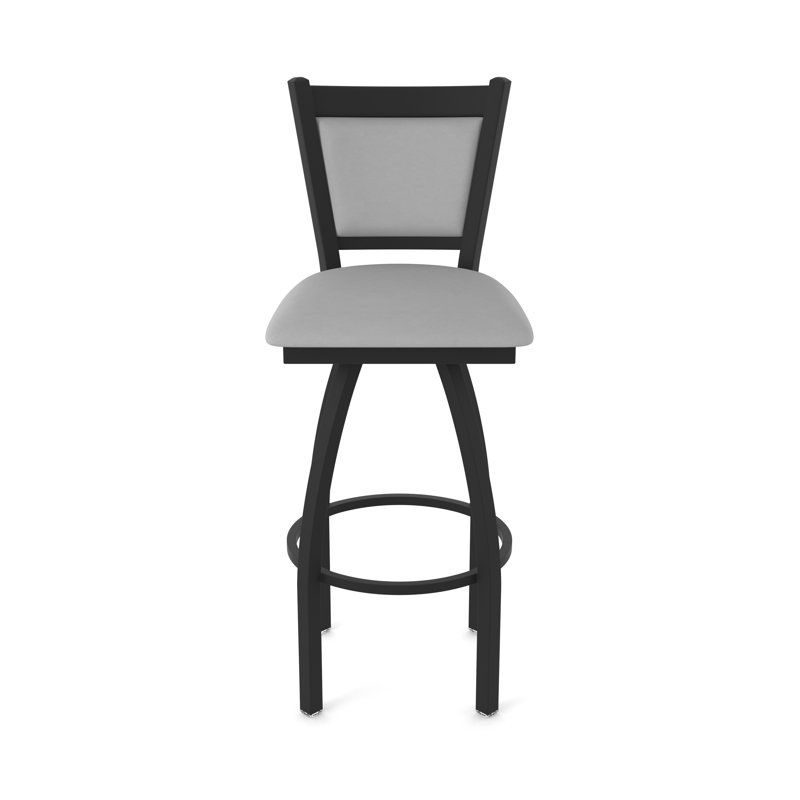 Tabouret pivotant Hadleigh, Noir froissé, Vinyle - gris Folkstone Canter, Tabouret de bar (siège d’une hauteur de 30 po)