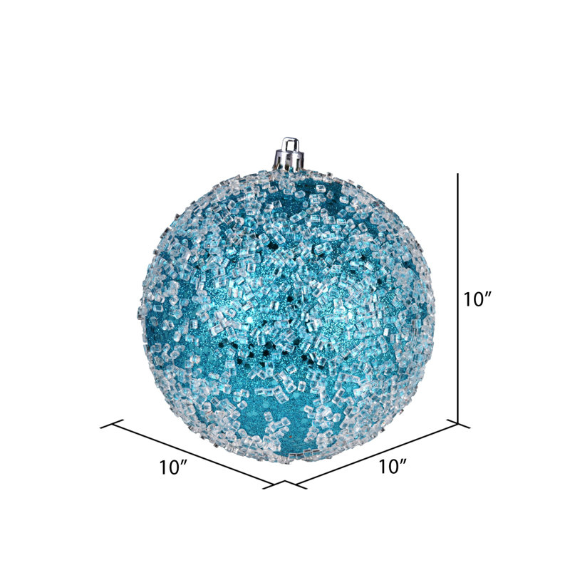 Ornement boule scintillante, H 10 po x l 10 po x P 10 po, Turquoise, 1