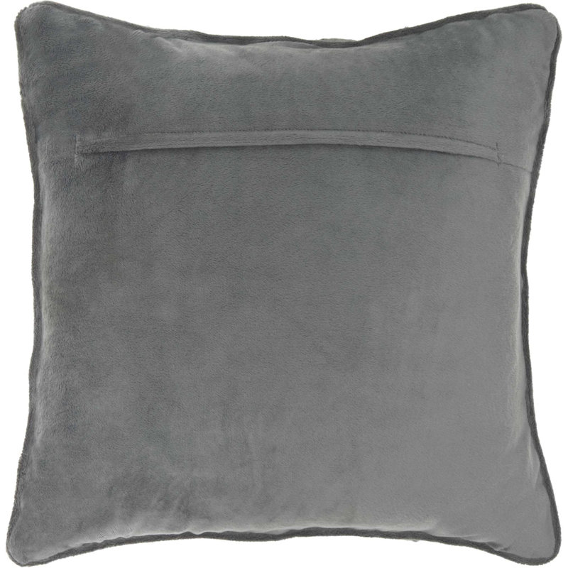 Dark Gray Velvet Embroidered Square Pillow Set