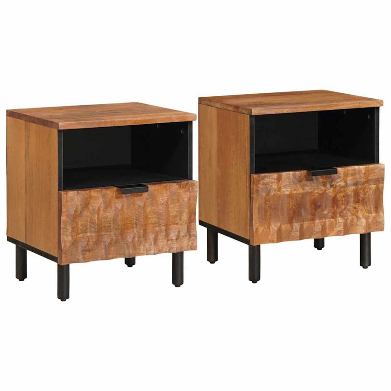 40cm W Solid Wood Bedside Table, Brown