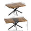 Table rectangulaire à plateau en bois antique avec plateau en relief noir et base en métal, extensible, capacité de 165 lb, 6 sièges, fonction de salle à manger rétro brune, plateau, boîte de rangement avec base en fer, + métal, 165-1550315223