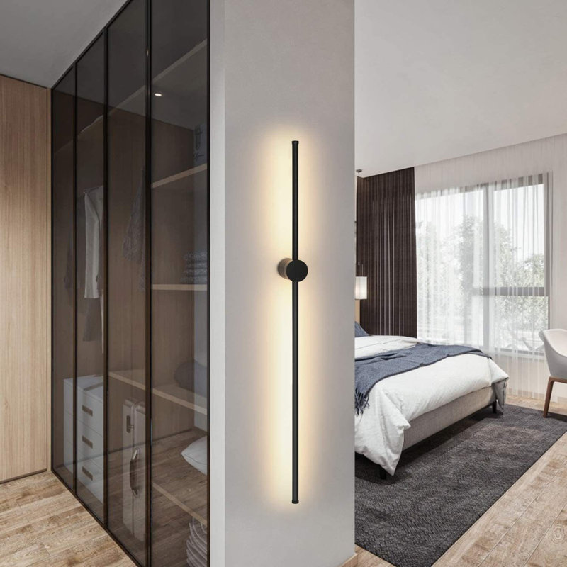 100cm Aluminium Black LED Flush Mounted Sconce (Set of 2)