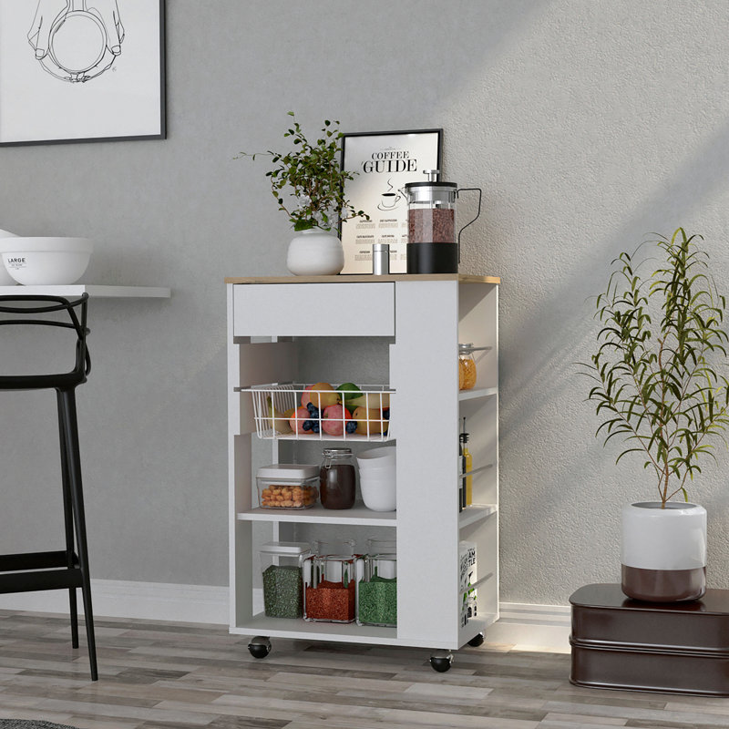 Kitchen Cart, White/Natural