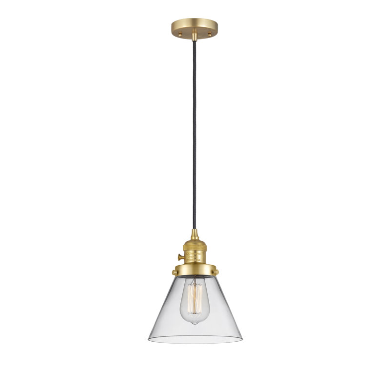 Luminaire suspendu en forme de globe à 1 lumière Anisley, H 129,13 po x l 7,75 po x P 7,75 po, Clair, Or satiné