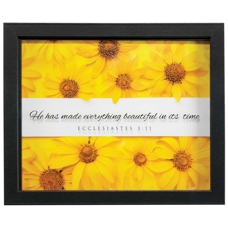 Black Framed Sunflower Wall Art with Inspirational Quote
