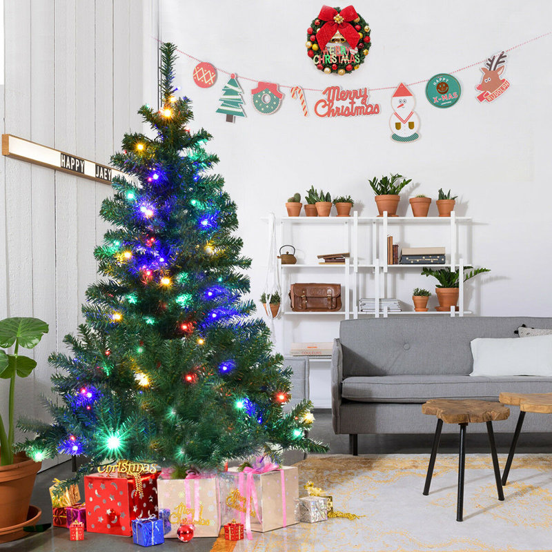 Lighted Artificial Christmas Tree, 4.1ft H