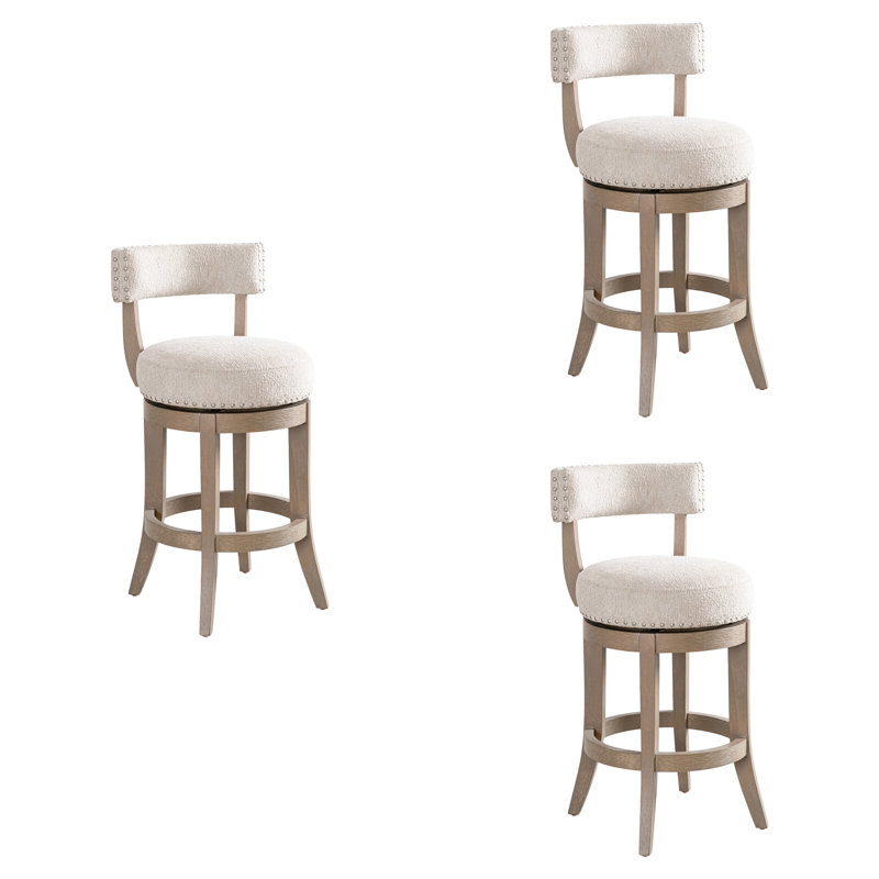 Tabouret de bar pivotant Granby, Bois délavé, 3, Tabouret de bar (siège d'une hauteur de 30 po)