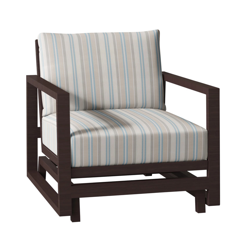 Avondale Patio Lounge Chair with Cushions, Cabana Stripe Midnight, Avondale Aluminum #60 Oak, No Welt