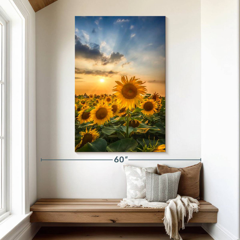 Harnek Sunset With Beautiful Sunflowers, 51" H x 34" W