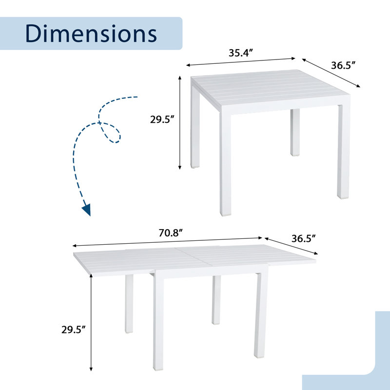 Table de salle à manger extensible, Blanc