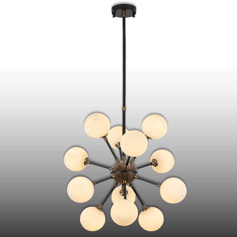 Lustre spoutnik 12 lumières, Rétro / noir