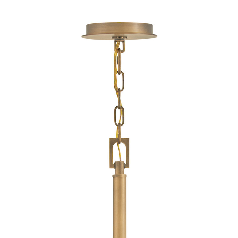 Fenwick Nine-Light Chandelier w/ Natural Paper Shades, Heritage Brass